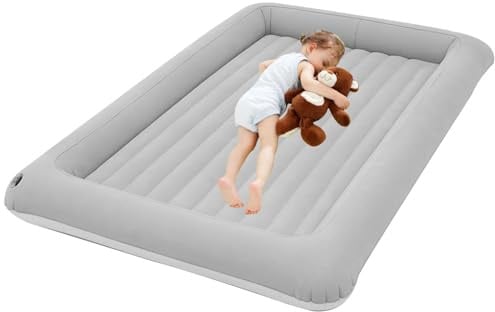 Aufblasbares Kinderbett, tragbare, faltbare Luftmatratze, 150 x 100 x 30 cm, abnehmbares Innenpolster, leicht, Reise-Isomatte, kompakte Größe, ideal für Flugzeug, Camping, Übernachtungen, Roadtrips