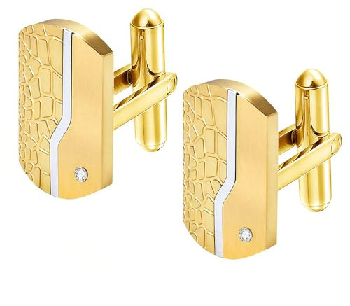 Manschettenknöpfe Herren gold klassische Manchettenknoepfe mit Geschenk Box für Tanzparty Hochzeit, Bräutigam, Business