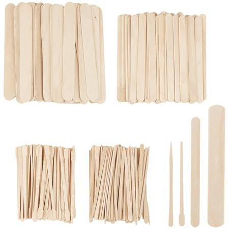 300 Pièces de Bâtons de Cire en Bois, Spatules Épilation Multifonctionnelles en Bois de Bouleau pour Visage, Corps, Sourcils et Lèvres, spatules en bois pour travaux manuels (4 Tailles)