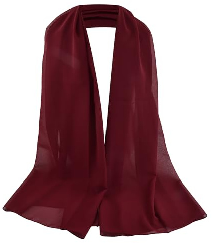 Chiffon Schal Damen, Seidenweiche Chiffon Hijab, Schultertuch Damen Groß Festlich, Stola für Abendkleid, Dünner Schal, Seidenschal damens,Schal Einfarbig, Halstuch Tuch aus Chiffon (Burgunderrot)