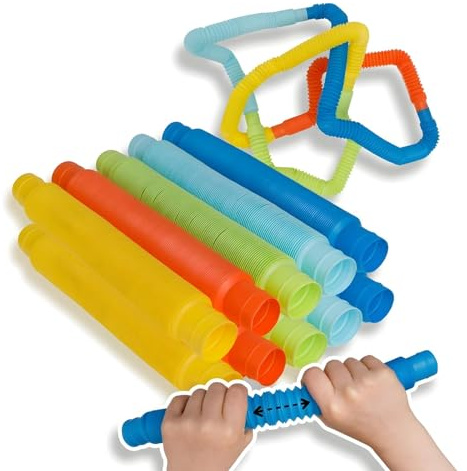 alldoro Flexi Pop Tubes 10er Set, Anti-Stress-Spielzeug, Fidget Toy | ausziehbares Fidget Spielzeug von 21-73 cm, sorgt für Spielspaß, Buntes Motorikspielzeug ab 3 Jahren, Indoor & Outdoor