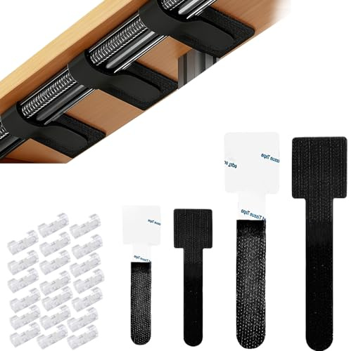 Yolistar Set de gestión de cables autoadhesivo, bridas de y clips, organizador para escritorio, pared, setup gaming, accesorios PC, soporte para cables para mantener orden