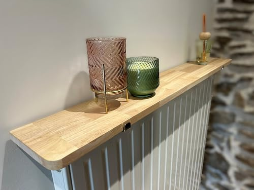 Merveille - Tablette Radiateur sans Percer - Étagère Lames en Bois Massif Hévéa Indéformable - Épaisseur 18 mm - Résistance Humidité + Chaleur, 100°C - Fabrication Française (60x15cm)