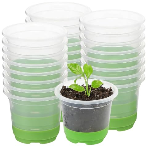 Riisoyu Godets pour Semis, 24 Stück avec Silicone Base et Trous de Drainage Conteneur Repiquage en Plastique Pots de Pépinière Transparent Pots de Démarrage de Semis Réutilisables pour Jeunes Plantes
