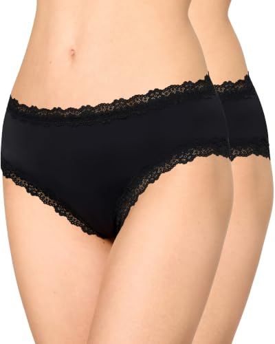 Nur Die Lace Panty 2er-Pack Invisible – Nahtlose Hipster-Pants mit Spitze Unsichtbar & Seamless weiche leichte Mikrofaser Damen Panty