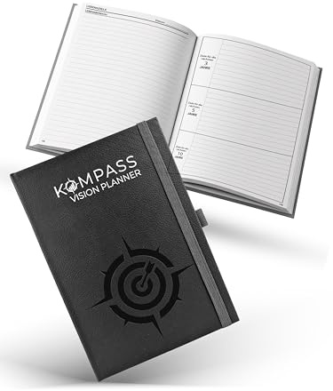 KOMPASS JOURNAL | Planer für Ziele, Selbstreflexion, Fokus, Achtsamkeit & Dankbarkeit | Tagebuch, Notizbuch, Organizer im DIN A5 Format (KOMPASS VISION PLANNER)