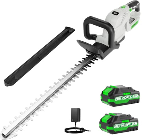 WORFCI 20-Inch Cordless Hedge Trimmer, White