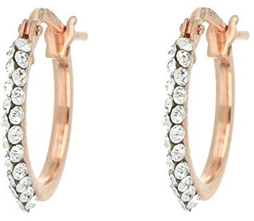 DelPia, Orecchini a Cerchio in Oro 18kt e Argento Sterling 925 2begold con Cristalli (Oro rosa, 10mm)