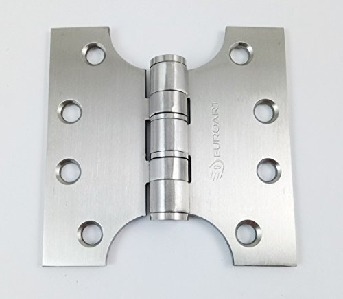 Euroart Parliament Hinge Washered in Satin Stainless Steel Finish Dimensions 100mm x100mm x 35mm Ideal for Wide-Opening Doors, shutters, and Windows.