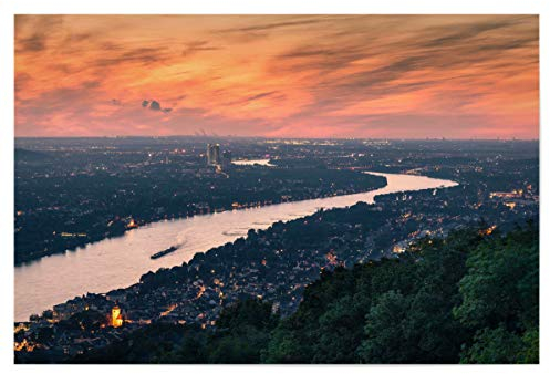 artboxONE Poster 90x60 cm Städte Der Rhein 10 hochwertiger Design Kunstdruck - Bild Rhein Abendrot Bonn