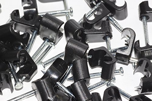 UKFIX 100 x Black Twin Satellite Shotgun Cable Clips, Sky Plus, Sky HD, CB63R, WF65