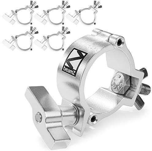 BeamZ BC50-100N Slimline Half Coupler Clamps - Set of 6 Heavy-Duty Aluminium Lighting Truss Clamps, 100kg Load Capacity for Stage, Theatre, DJ Lighting Rigging & Professional Installations