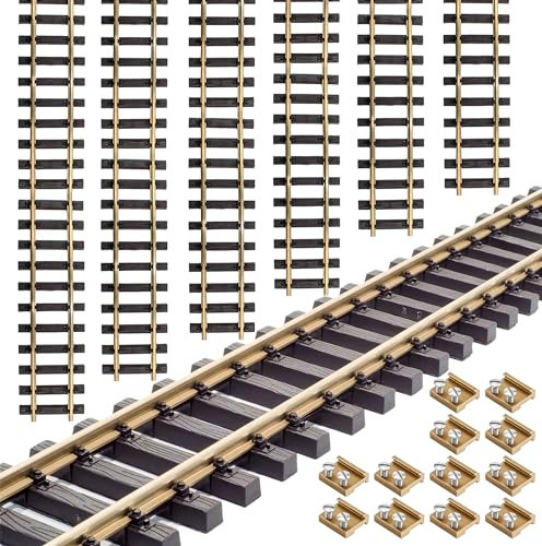ML-Train Spur G Gleise 6X 150cm mit Schraub-Schienenverbindern - Messing-Schienen Gerade & Gebogen Modell-Eisenbahn - Gartenbahn-Zubehör