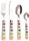 EXZACT Cubiertos de Lunares/Cubertería 24 Piezas en Acero Inoxidable/Polka Dots/Cubiertos con Asas de Color - Cuchillo De Mesa x6, Tenedores x6, Cucharas De Mesa x6, Cucharitas x6