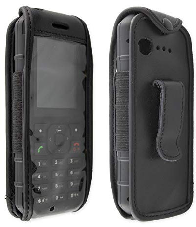 caseroxx Ledertasche mit Gürtelclip für Cat B35 in schwarz – robuste Handy-Tasche mit Sichtfenster & Gürtelclip aus Echtleder, ideal für Beruf, Freizeit, Outdoor & sicheren Transport