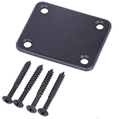 Electric Guitar Neck Plate with Screws for Replacement Electric Guitar Part for Strat Tele Guitar Black