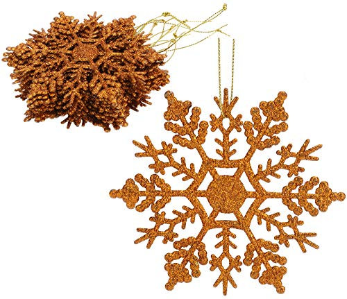 Christmas Concepts® Pack of 12-10cm Glitter Snowflake Hanging Decorations - Christmas Decorations (Copper)