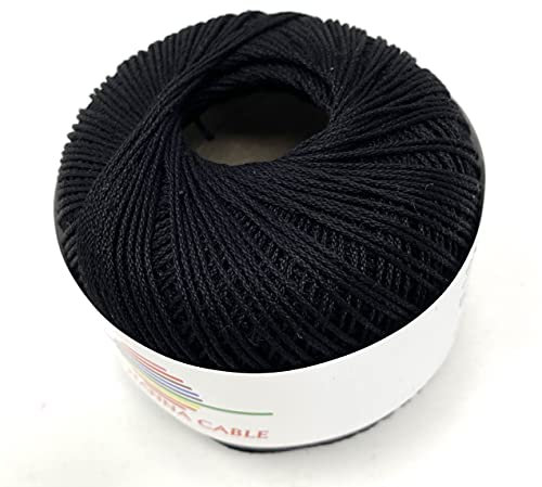 Hanna Cable,50 g,Häkelgarn,Filethäkelgarn,175m Lauflänge,NS2-2,5, (1050 schwarz)
