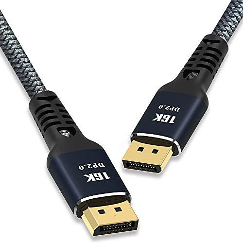 CAKOBLE Display Port Cable 2.0 16K 10K 8K 4K DP1.4 DP1.2 HBR3 16K (15360x8640) @ 60Hz 10K / 8K @ 60Hz 4K @ 165Hz 144Hz High speed 80Gbps HDCP 3D Ultra thin and flexible DP-to-DP cable 3m