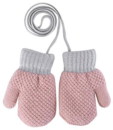 Handschuhe Fäustlinge Winterhandschuhe Mädchen Jungen Fausthandschuhe Winter Warm Kinderhandschuhe Plüschfutter Halshandschuhe Dicke Wollhandschuhe Vollfinger Strickhandschuhe für 2-4 Jahre Kinder