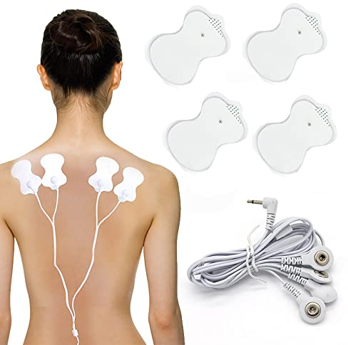 URCheers 4PCS Elektrodenpads mit Knopfkabel für EMS TENS Reizstromgerät Massagegerät