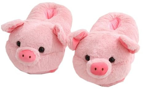 LANFIRE Tier Hausschuhe Hamster Hausschuhe Winter Hause warme rutschfeste Baumwolle Hausschuhe (PIg Pink)