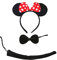 Lot de 3 serre-têtes pour carnaval Halloween et fête Cosplay avec nœud papillon et queue pour filles et femmes (Minnie)