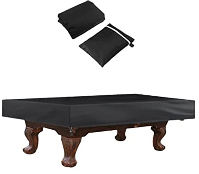 adawd Billardtisch Abdeckung 8ft - Billardtisch Schutzhülle, Billard Billardtisch Schutzhülle, wasserdichte Beschichtung, 210D Oxford Tuch, Outdoor Schwarz/Silberne Abdeckungen