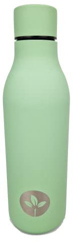 Cherish Planet Borraccia in acciaio inox morbido al tatto, capacità 550 ml, base morbida, coperchio a vite (verde)