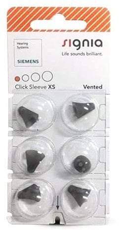 Signia Click Sleeves Vented (6 Stück) für Siemens, Signia und Audio Service IdOs und Ex-Hörer (XS)