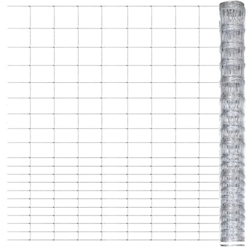 vidaXL Gartenzaun Zaun Maschendraht Weidezaun Drahtzaun Drahtgitter Gitterzaun Wildzaun Forstzaun Knotengeflecht Verzinkter Stahl 50x1,6 m Silbern