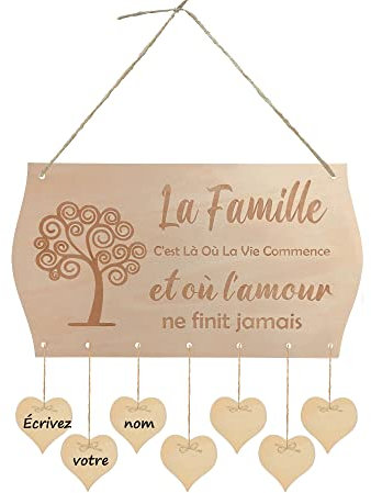 MKISHINE Plaque Murale décorations murales Plaque Bois personnalisé nom de Famille,enseignes décoratifs Amis-Idée Cadeau Nouvelle Maison, Mariage, Grands-Parents