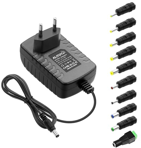 ALITOVE 12V Netzteil 2A DC 12 Volt 2000mA Max Universal Netzadapter 1.5A 1A 0.5A Transformator mit 10 Spitzen für LED Streifen CCTV Kamera Radio Gehäuse Lüfter