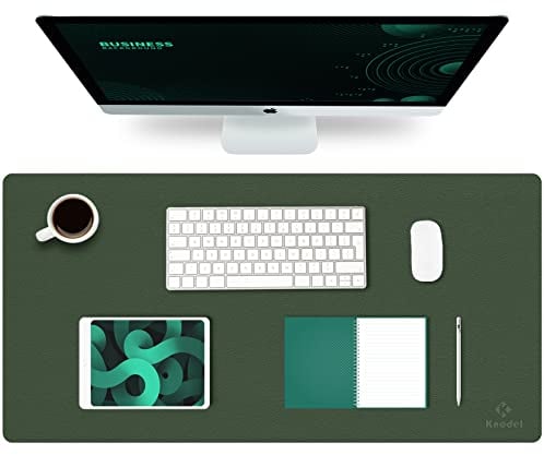 K KNODEL Tischunterlage, Schreibtischunterlage, 80 x 40cm PVC Tischunterlage, Laptop Tischunterlage, wasserdichte Schreibunterlage für Büro- oder Heimbereich, doppelseitig (Dunkelgrün/Grau)