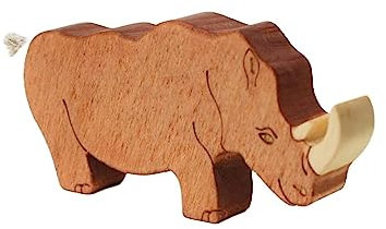 Serli - Nashorn Holzspielzeug für Kleinkinder in Handarbeit gefertigt, FSC-zertifizierte Materialien, Spielzeug mit Tieren, Holztiere