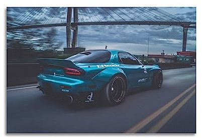 ALTUY Rennwagen-Poster für Mazda RX7 Sportwagen, dekoratives Gemälde, Leinwand-Poster, 40 x 60 cm