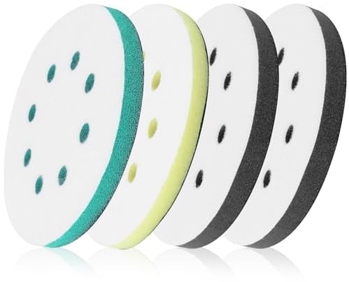 Elechiakan 4 Pezzi Platorello per Levigatrice Orbitale, Dischi Abrasivi 125mm con 8 Fori Platorello per Smerigliatrice, Carta Vetrata Spugna Platorelli per Accessori Trapano, Basso Rumore e Impatto