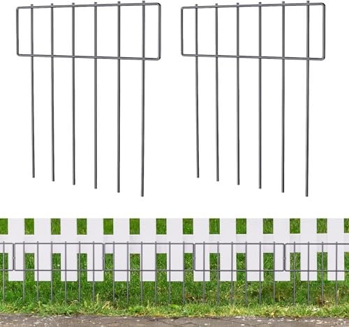 LIANTRAL 25 Stück Tier Barriere Zaun, Dekorativer Gartenzaun, rostfreier Metalldraht, Kein Graben-Zaun Patio-Grenze Tierzaun für Hunde Kaninchen im Freien Patio, 43 cm H x 8,2 Gesamtlänge