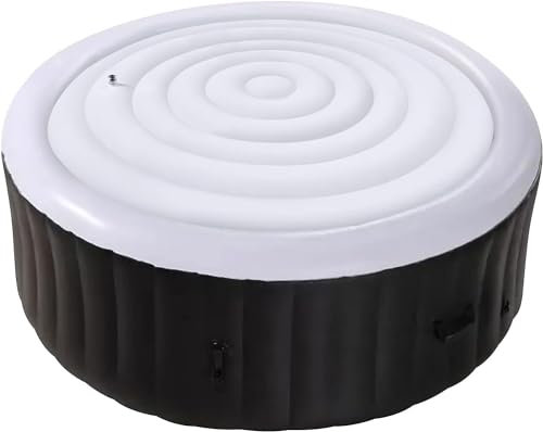 Housse de protection pour jacuzzi gonflable de 165 cm – Couvercle à économie d'énergie pour jacuzzi rond – Housse de protection pliable pour jacuzzi gonflable d'extérieur