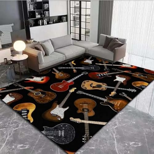 Bereich Teppich 3D Gedruckt Anti-Rutsch-Teppich Home Decoration Thema Wohnzimmer Teppich Musikgitarreninstrument 200 X 300 cm 3D -Gedruckter Teppich Wohnzimmer Dekor Krabbelte Matte Schlafzi -9A6R/V1