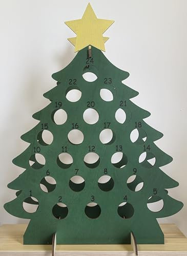 2024 Advent Calendar, Christmas Tree Snowman Liquor Bottle Holder,12 Days 24 Days Countdown for Wine Beer Whiskey Wood Gift Idea Living for Room Bar Decors (Christmas tree)