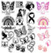 craspire Stempel Zur Aufklärung Über Brustkrebs Rosa Hope Love Care Stempel Herz Schmetterling Band Gnom Gummistempel Wiederverwendbares Silikon Für Die Kartengestaltung DIY Scrapbooking Basteln
