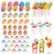 RAFIYU 90 Pièces Décorations de Cocktail, Papier Cocktail Parapluies, Parasol Cocktail Paille, Bâtons de Feu D'artifice, Réutilisables pour Fête de Mariage Bar Boissons Fruits Desserts Décorations