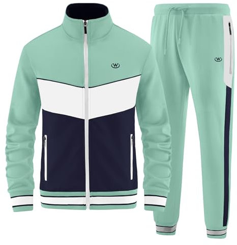 ANOTWENER Herren Trainingsanzüge Sets lässig lange Ärmel voller Reißverschluss Jacke und Jogginghose Jogginganzug Sport Outfits JW-7152-M