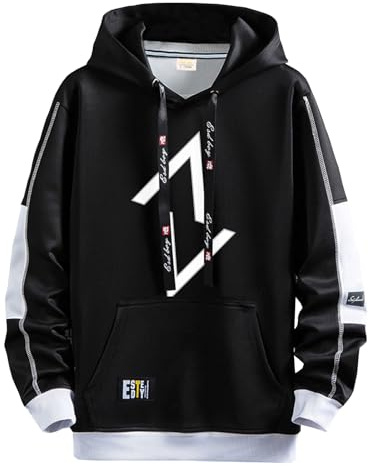 Zifipeoed Sweat à Capuche Homme Coton Patchwork Sweatshirts Pullover | Sweat à Capuche Homme Patchwork de Couleur Contrastée Sweatshirt Pull à Capuche Hip Hop Décontracté pour Hiver et Automne