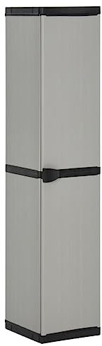 Schränke & Aufbewahrung, Aufbewahrungsschränke & Schließfächer, Gartenschrank mit 3 Regalen, Grau & Schwarz, 34 x 40 x 168 cm