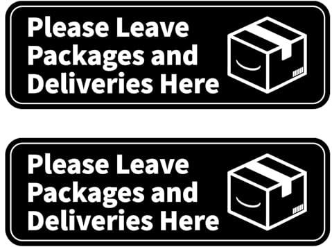 2pcs Panneau Please Leave Packages and Deliveries Here, 7,6x22,8cm Autocollants de Livraison Décalcomanies Acrylique Panneau d'Instructions de Livraison Panneaux Livraison Colis pour Colis