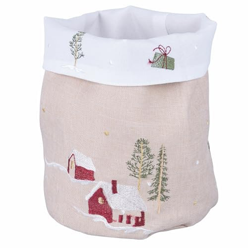 XMas - Panera beige con decoración de casas y árboles