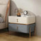 Nachttisch, Beistelltisch, modern, Beige + Grau-Blau, Marmorplatte, 45 cm, für Schlafzimmer