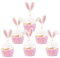 ENLACE Hasenohren Tortendeko Ostern,12 Stück Hase Cupcake Topper Ostern,Glitzer Kuchen Deko Ostern,Hase Tortendeko Geburtstag,Muffin Deko Ostern,Hase Cupcake Deko für Ostern Babyparty Häschenparty
